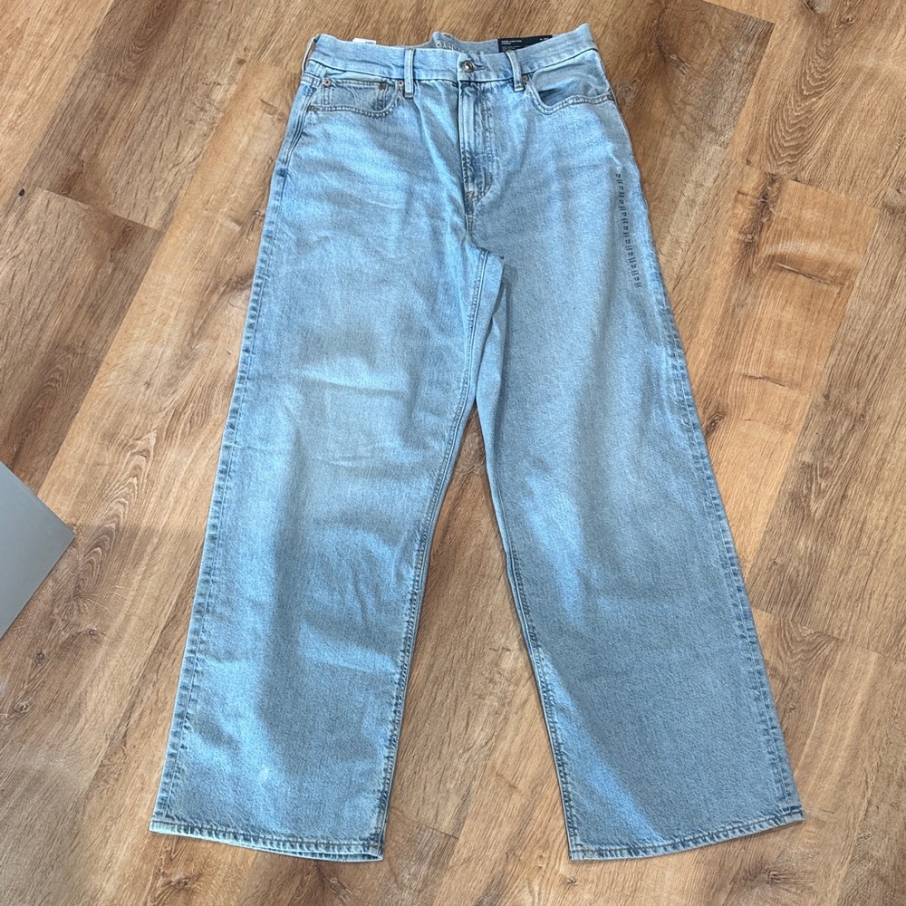 American Eagle super high rise strigid jeans size 12 Long 31W curvy baggy NWT
